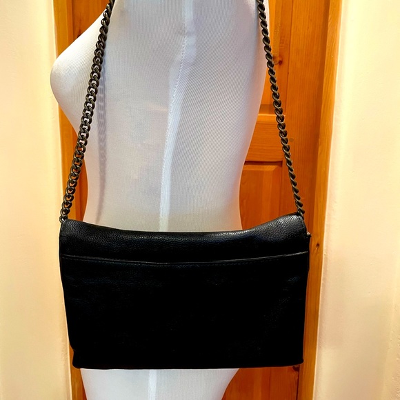 J. Crew Envelope Clutch Bag Invitation Black Leather - Picture 4 of 6